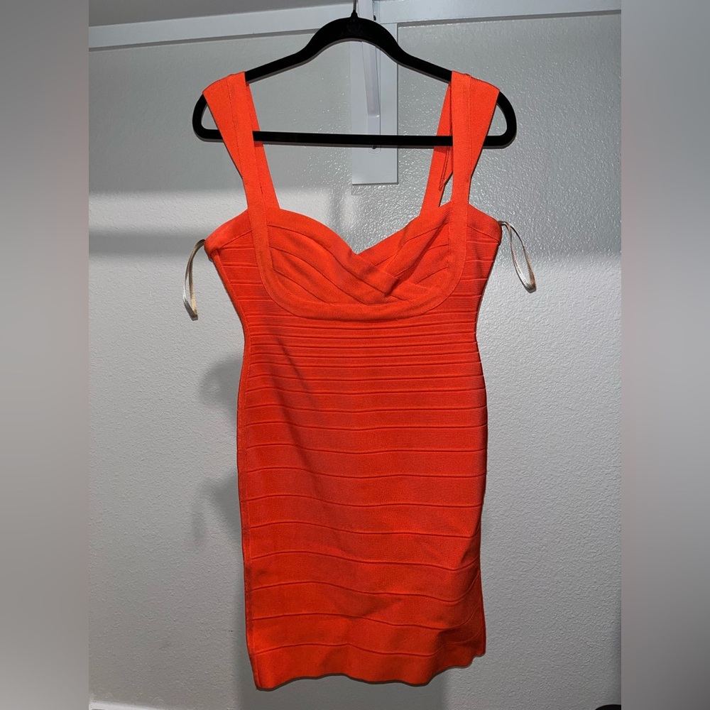 Herve Leger Fiery Orange Dress